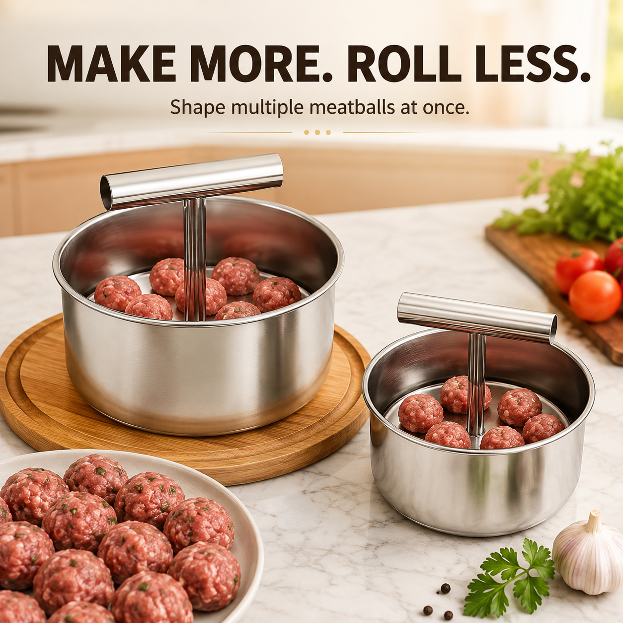 🍲 Stainless Steel Manual Meatball Maker – 6 & 12 Hole Multi-Portion Press ✨