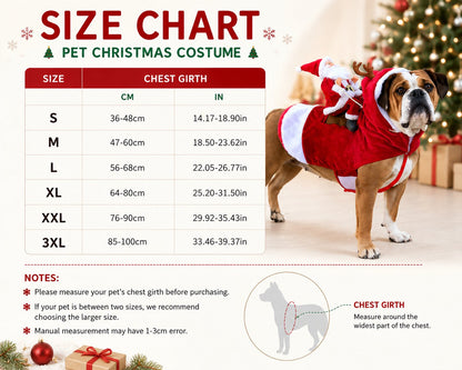 🎅🐾 Christmas Santa Rider Pet Costume – Funny Holiday Outfit for Dogs & Cats 🎄🐶