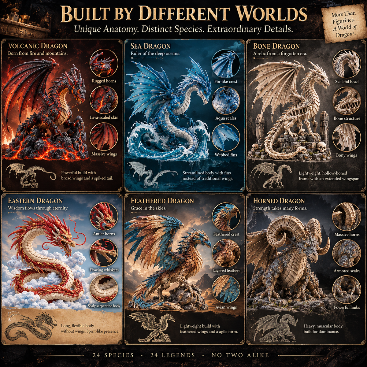 🐉 The Dragon Vault – 24 Legendary Dragon Species Discovery Collection