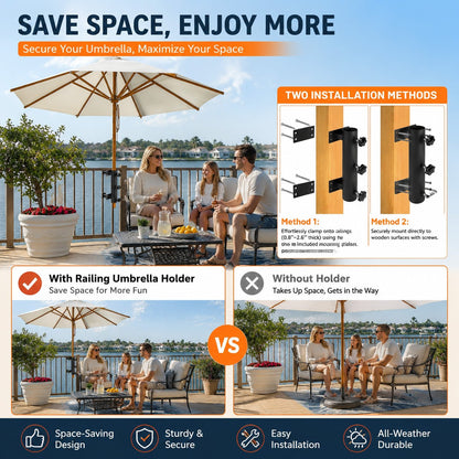 🌂 Adjustable Patio Umbrella Mount Clamp