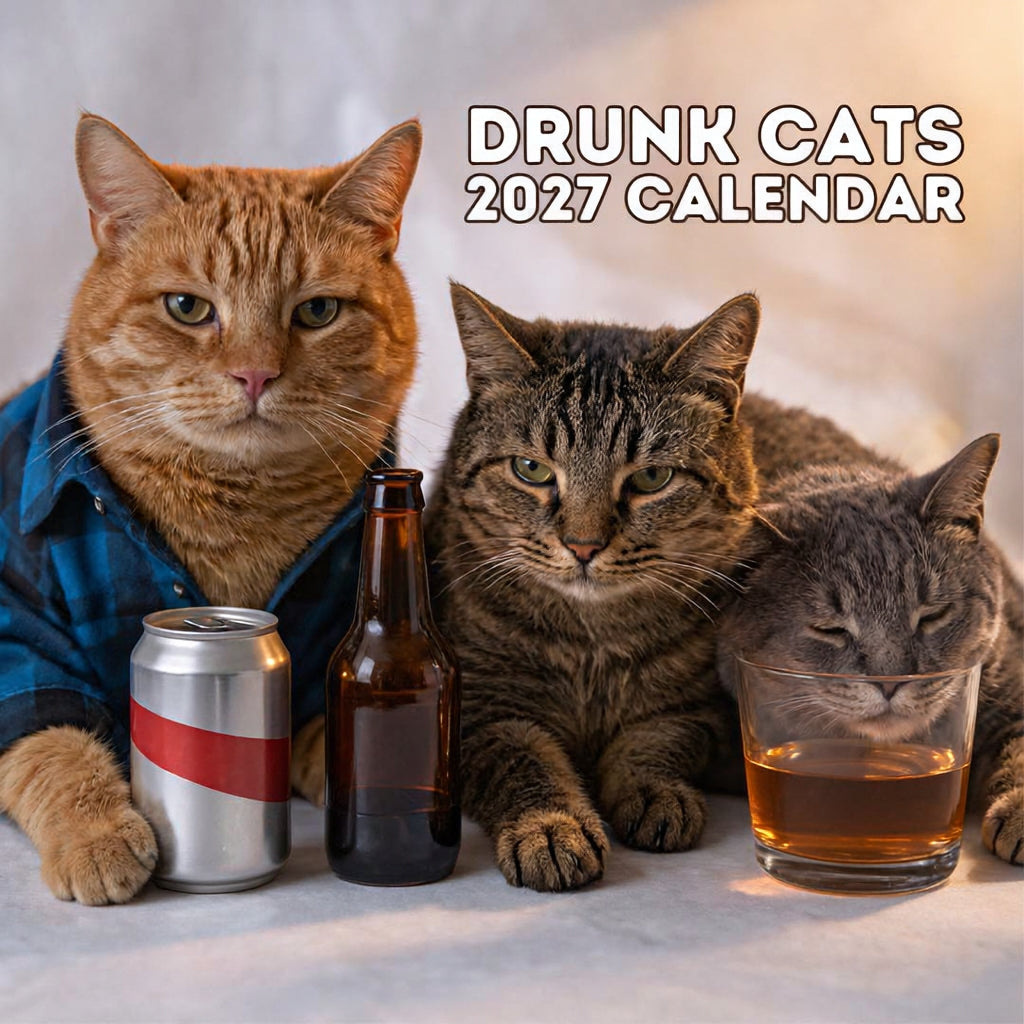Funny Drunk Cats 2027 calendar artwork