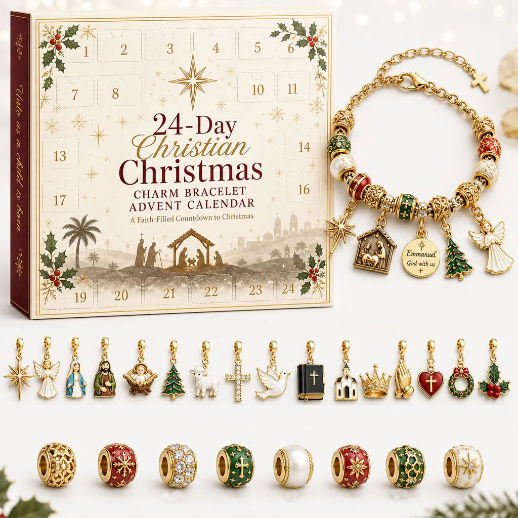 ⏳ Last Day 54% OFF – ✝️ 24-Day Christian Christmas Charm Bracelet Advent Calendar | 16 Faith-Inspired Charms & 8 Decorative Beads to Build a Meaningful Keepsake Bracelet 🎄