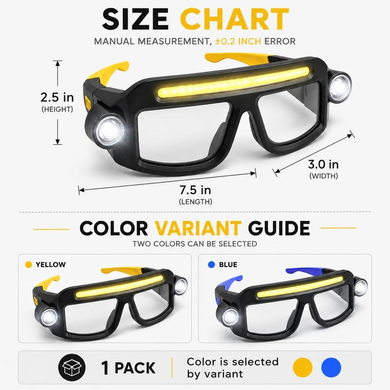 🔦 BrightSight™ Hands-Free LED Work Glasses | Wide Beam, Fits Over Your Glasses