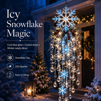 Crystal Cascade Christmas Light – Hanging Snowflake & Crystal LED Porch Décor ✨❄️