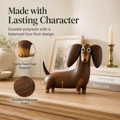 💡Whimsical Wood-Look Dachshund Sculpture