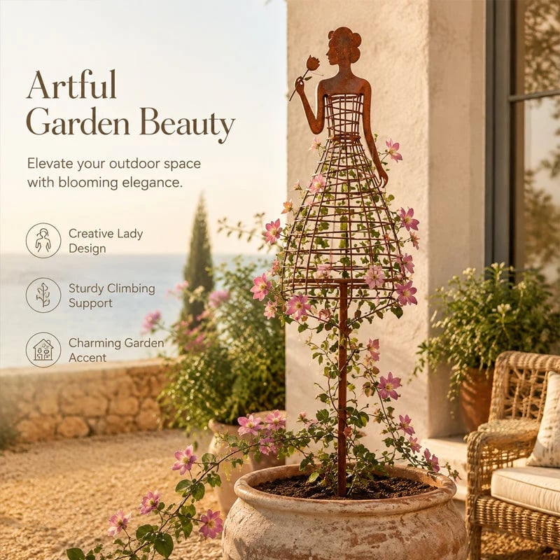 💃Rust-Style Female Dress Plant Climbing Trellis - Outdoor Garden Decor