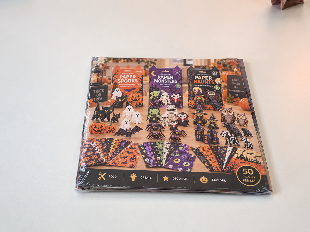 🎃 Halloween 3D Paper Craft Kit – 50 Pre-Printed Sheets + Step-by-Step Guide