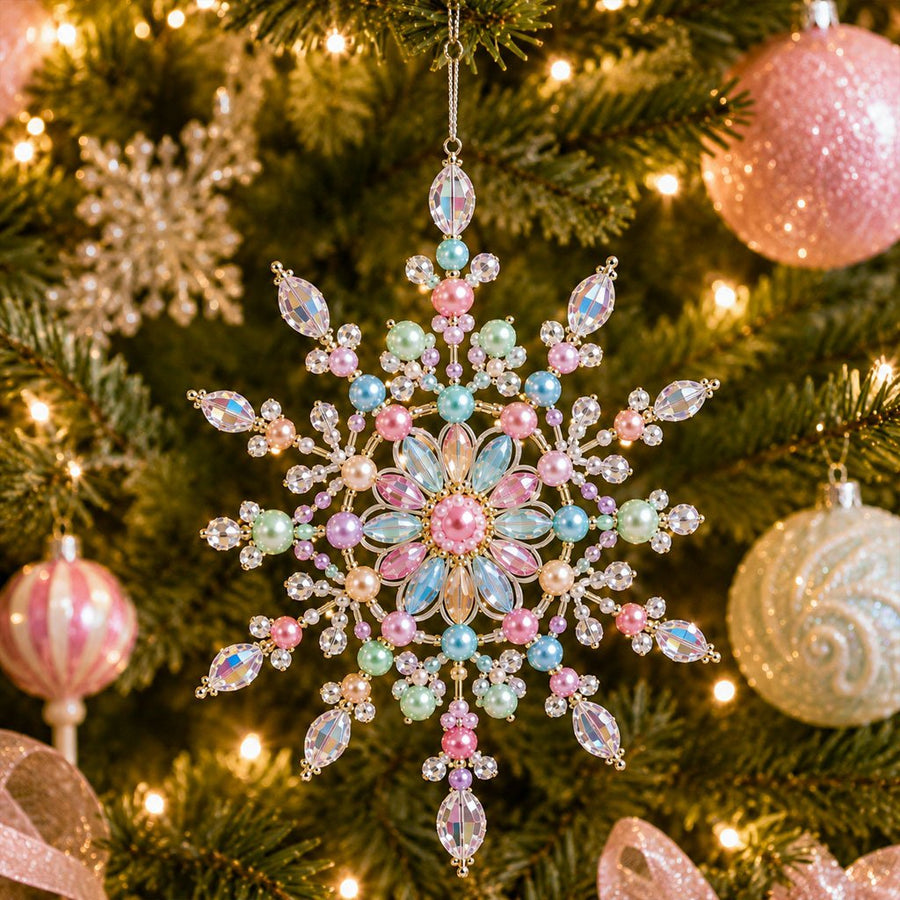 Finished Beaded Snowflake Christmas Ornament
