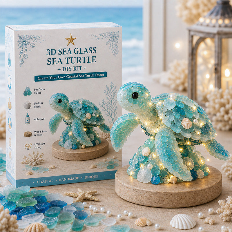 Sea Turtle light-up sea glass decor