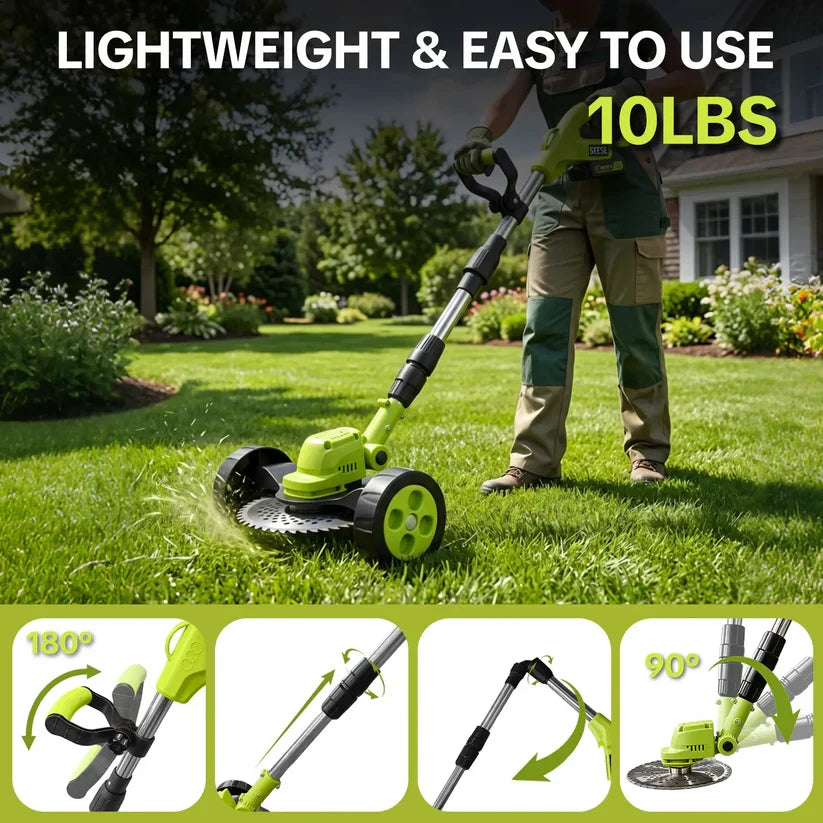 ⚡3-in-1 Cordless Lawn Mower with 2×21V Batteries, German Quality Lightweight Grass Trimmer & Edger for Small to Medium Gardens