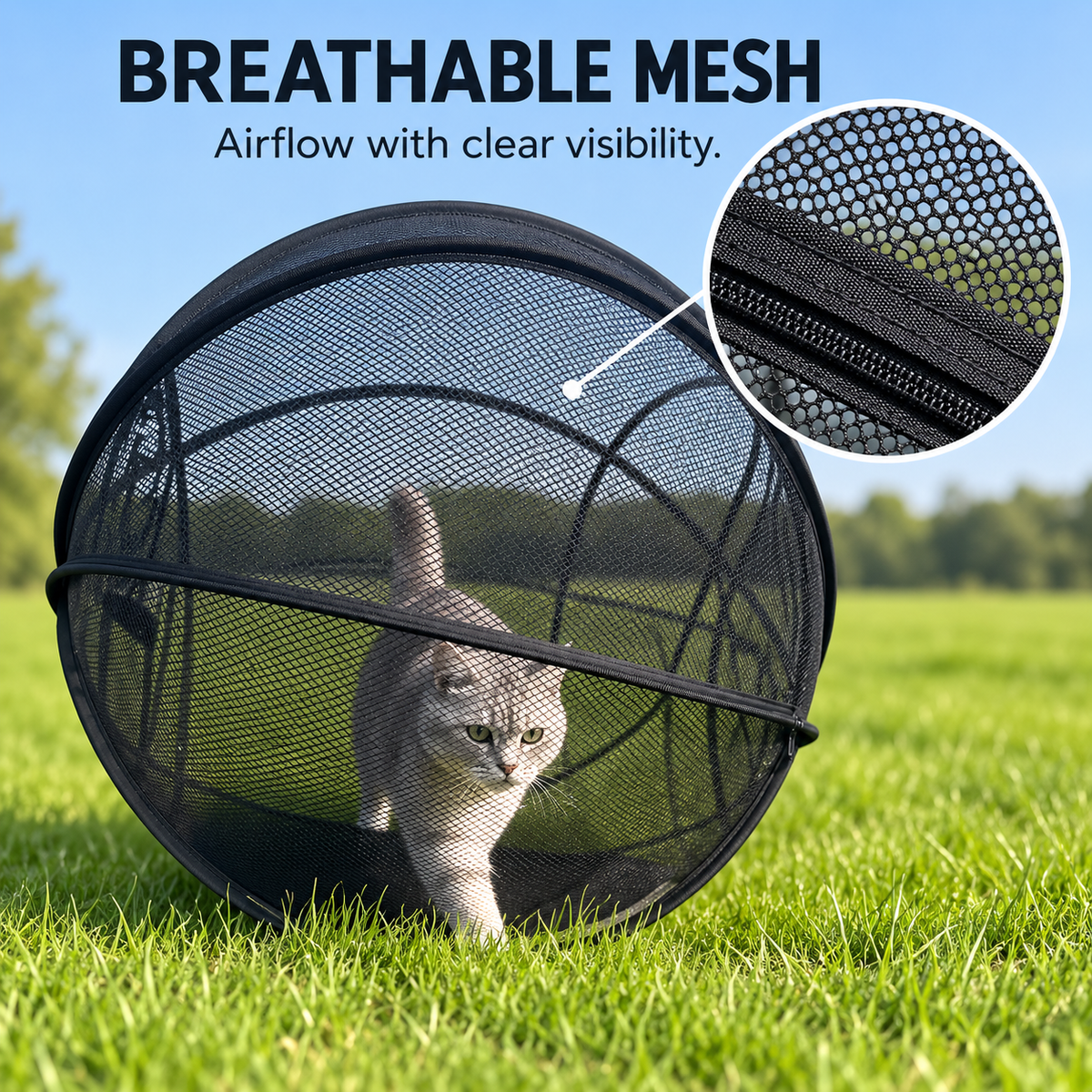 🐱🌿 FreshAir Cat Haven™ | Outdoor Explorer Mesh Playpen