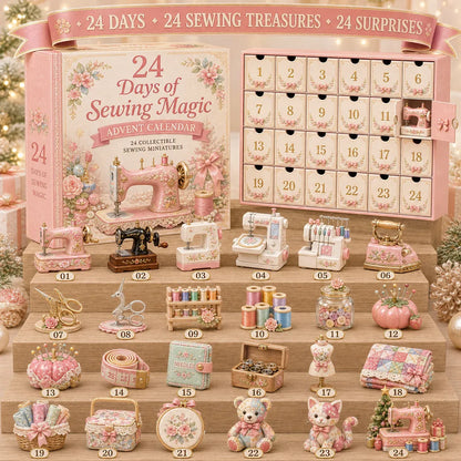 ⏳ Last Day 49% OFF – 🧵24 Days Of Sewing Magic Advent Calendar | 24 Sewing-Inspired Miniatures for Craft Lovers, Quilters & Handmade Enthusiasts 🎁