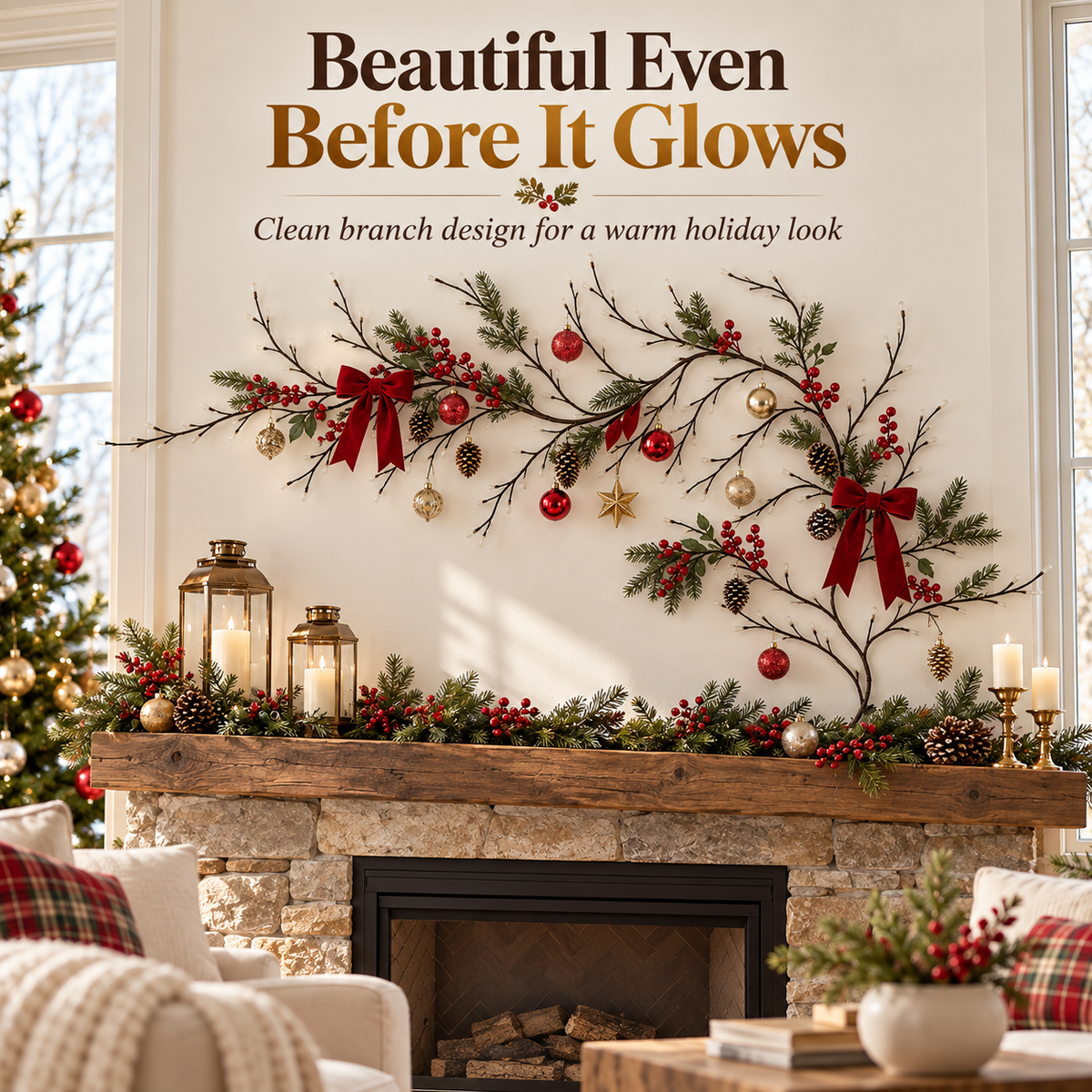 🎄 GlowBranch™ Christmas Wall Tree Lights | Flexible LED Branch Decor