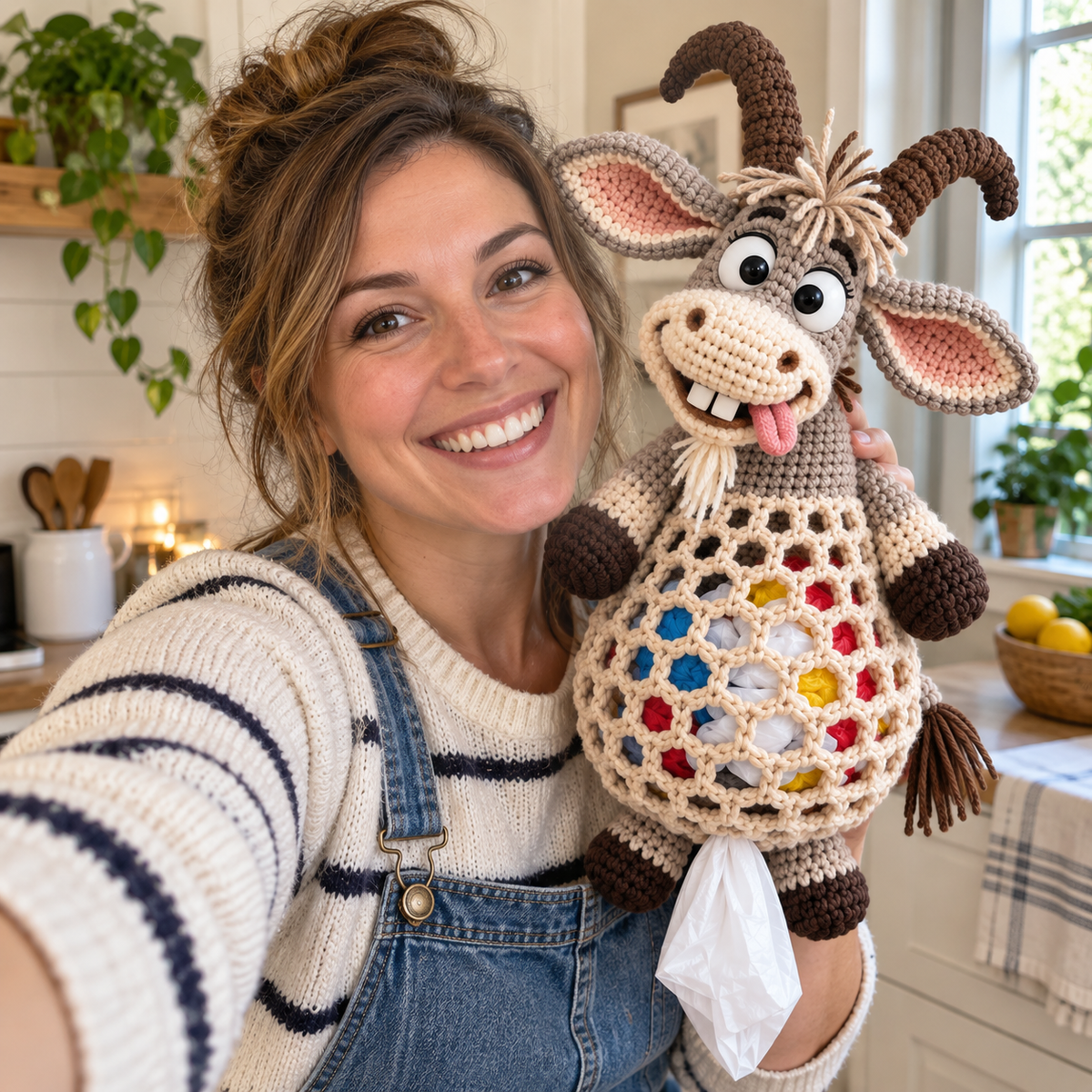 🔥LAST DAY 49% OFF – 🌼 Cottage Harvest Keepers™ — Crochet Animal Bag Holder DIY Kit | 8 Adorable Designs