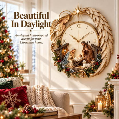 ✨ Bethlehem Story Glow Clock™ | Lighted Angel Nativity Christmas Wall Décor