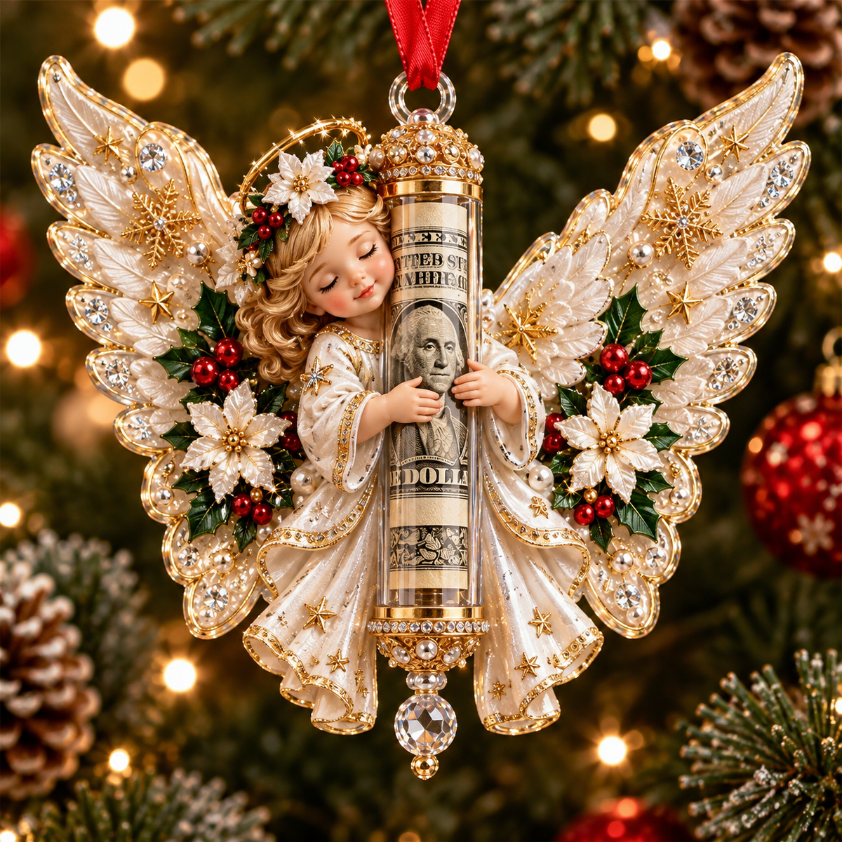 👼 Christmas Blessing Angel Cash Keeper Ornament™ | A Meaningful Money Gift Keepsake