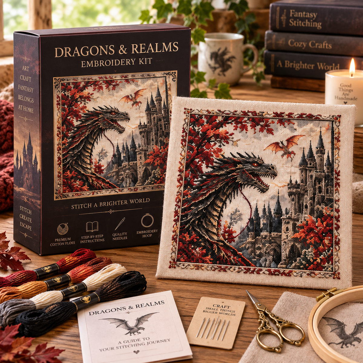 Dragon Over the Realm embroidery kit