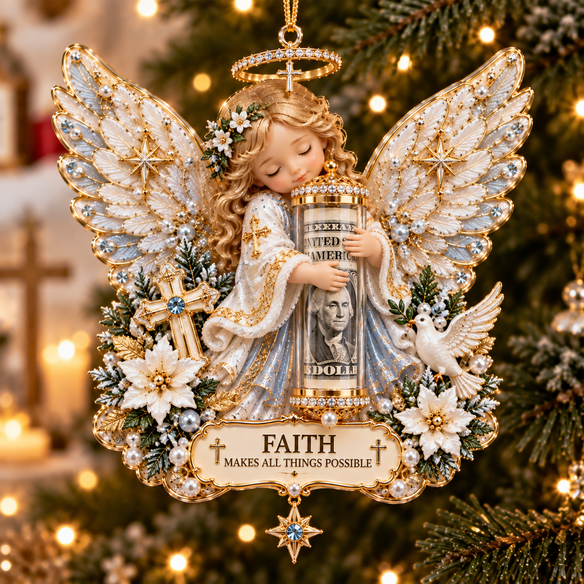 👼 Christmas Blessing Angel Cash Keeper Ornament™ | A Meaningful Money Gift Keepsake