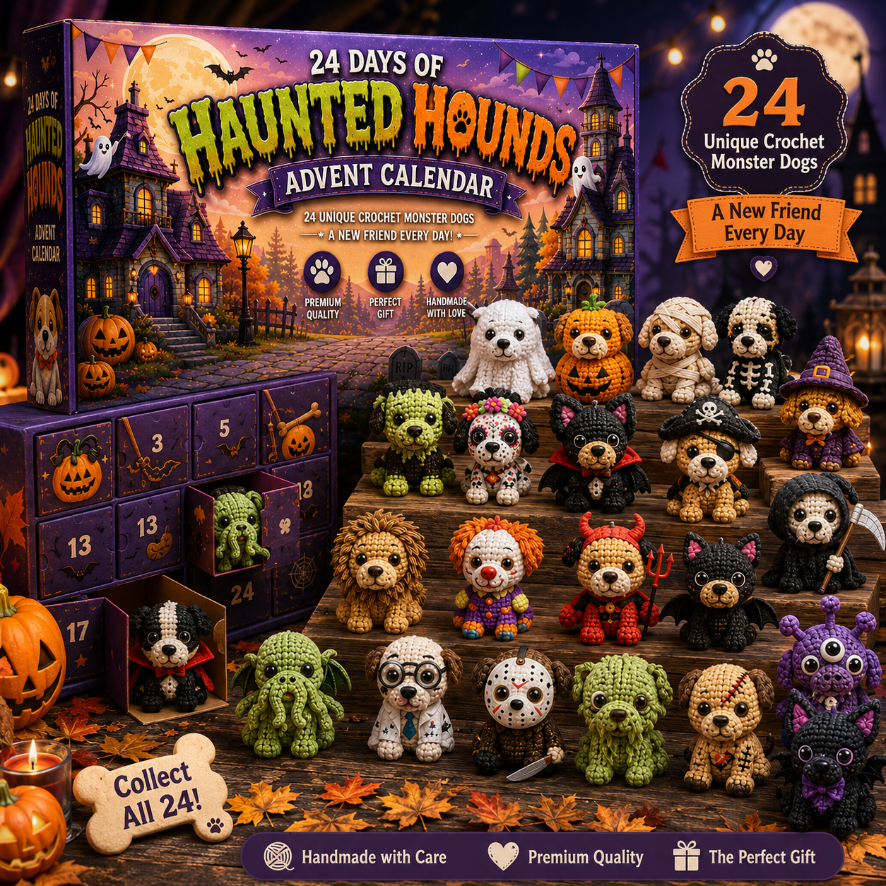 👻🐾 24 Days of Haunted Hounds – Halloween Crochet Dog Advent Calendar 🎃