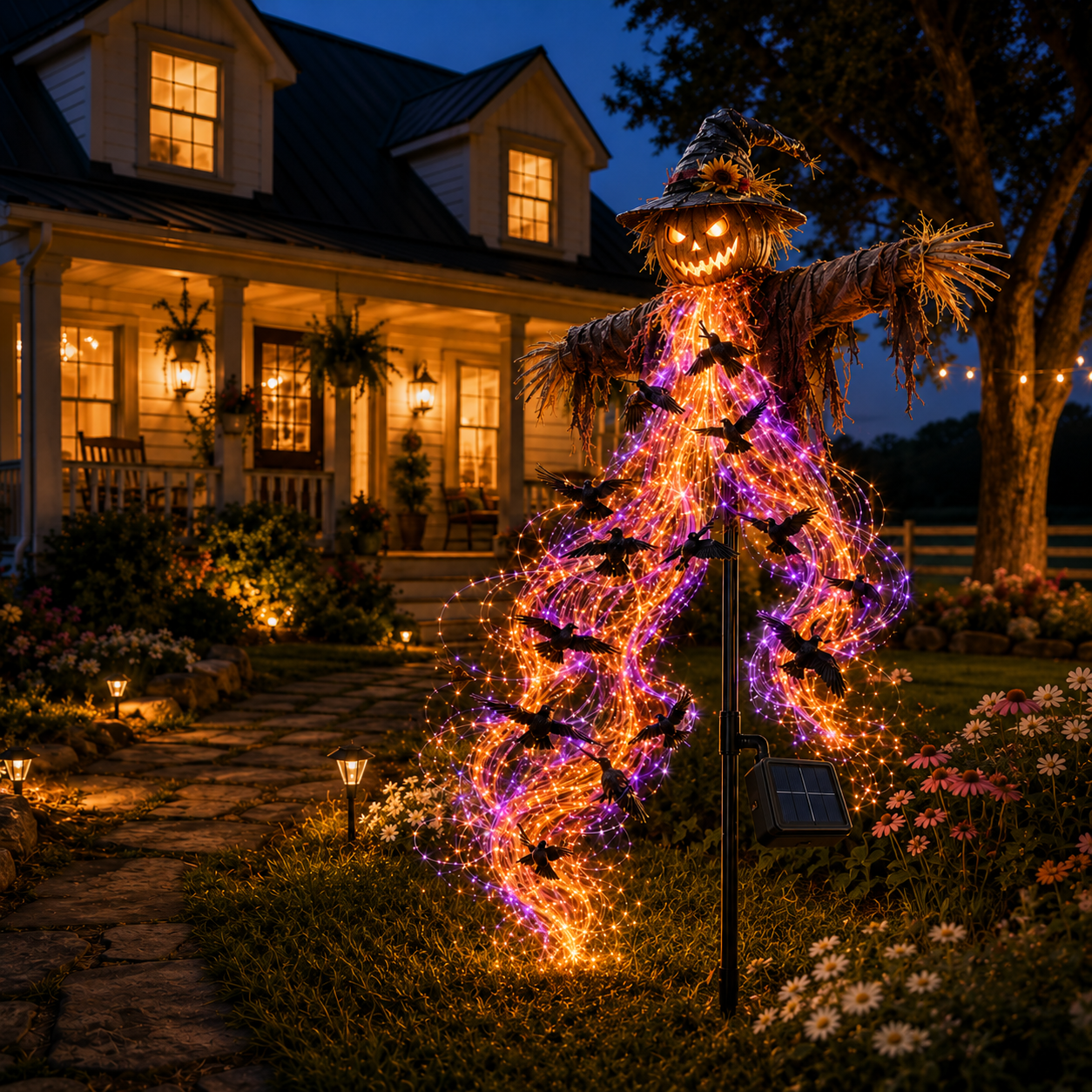 🎃 When The Crows Take Flight™ Haunted Scarecrow Solar Garden Light