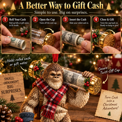 🔥Buy 3, Get 1 Free - 🎄👣 Bigfoot Cash Keeper™ – 15 Funny Christmas Cash Holder Ornaments 💵🎁
