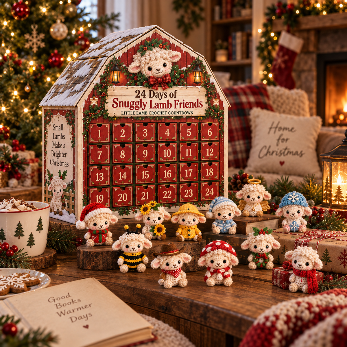 Opening a numbered door on the Snuggly Lamb Friends advent calendar