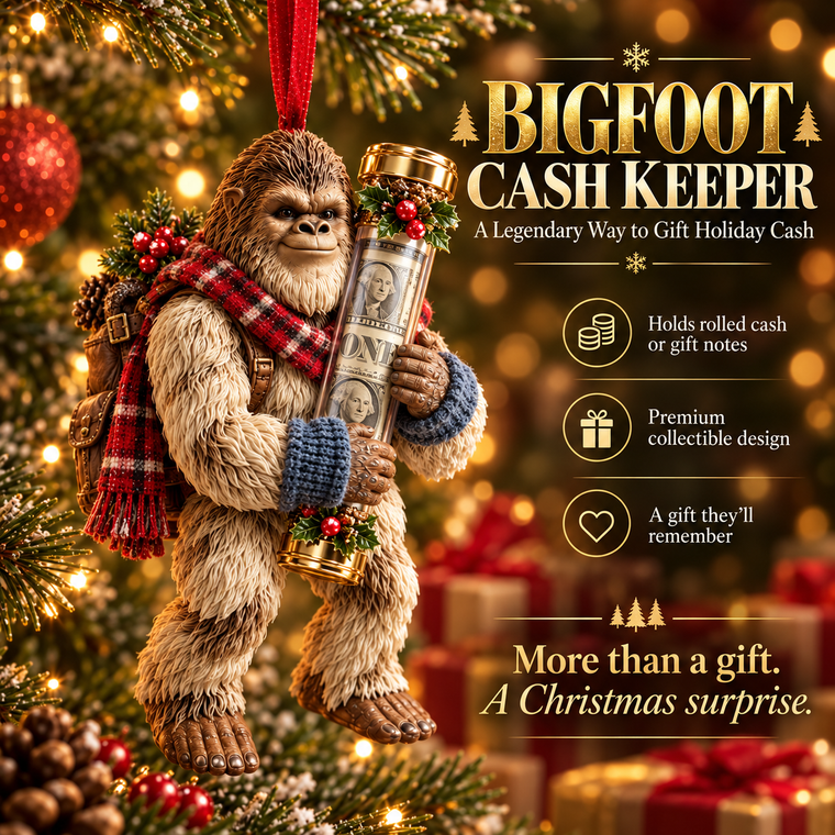 💵 Holiday Cash Hugger Bigfoot Cash Keeper ornament