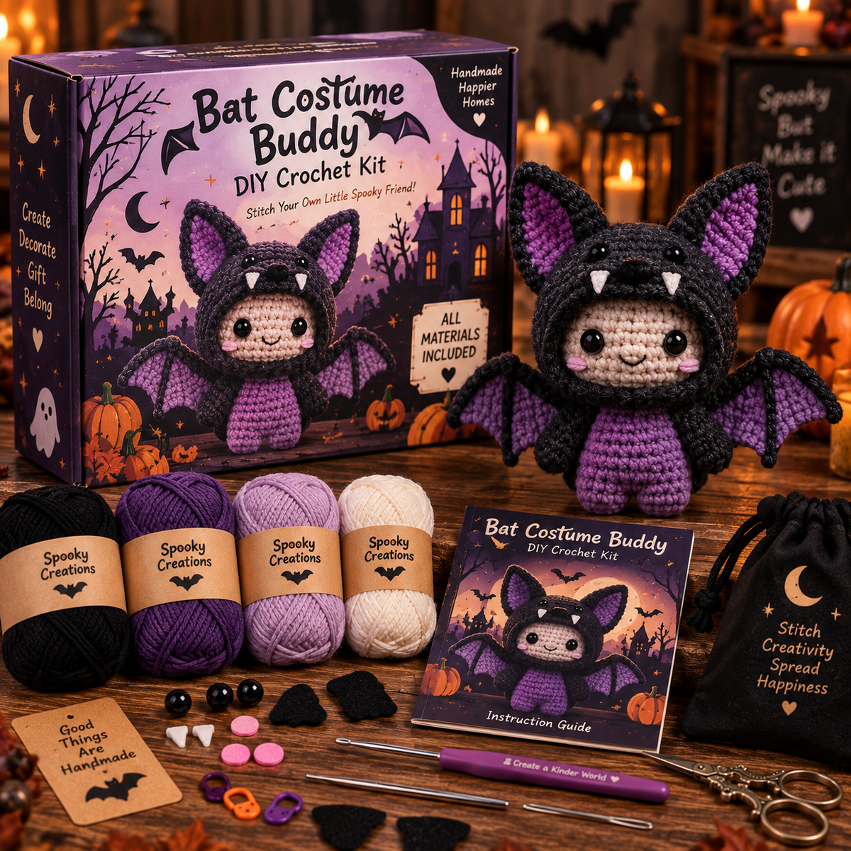 Bat Costume Buddy DIY Crochet Kit