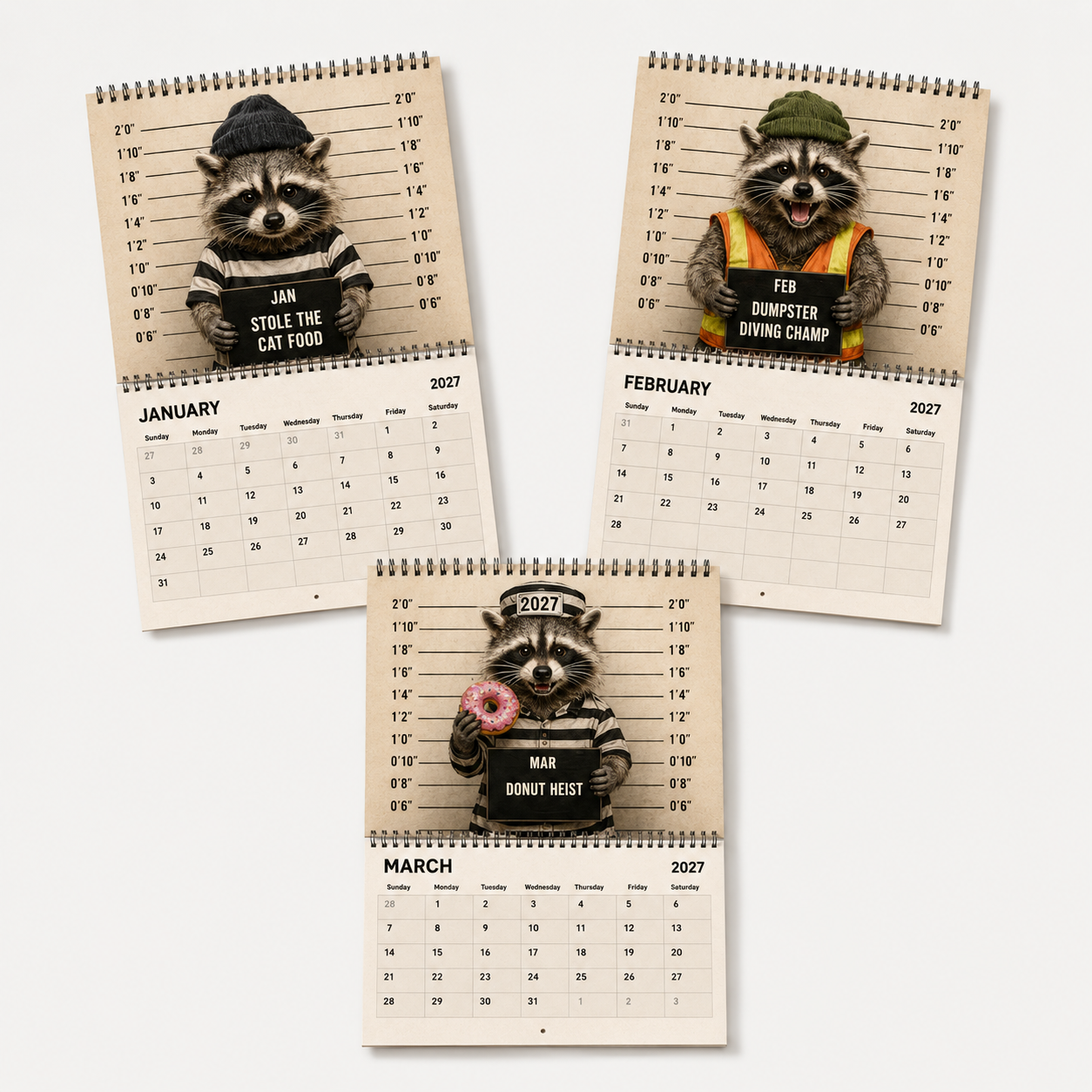 🦝🚨 Raccoon Crime Syndicate 2027 Calendar – 12 Months of Trash, Trouble & Tiny Criminals 😂
