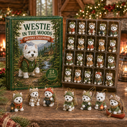 CHRISMAST KICKOFF 48% OFF - Westie In The Woods Advent Calendar 2026 - 24-Day Festive Countdown, Acrylic Charms Blind Box - Gift For Dog Lovers