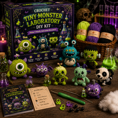 🎃 Creepy Cute Crochet Adventures — 9-Piece Halloween & Fantasy DIY Crochet Kit