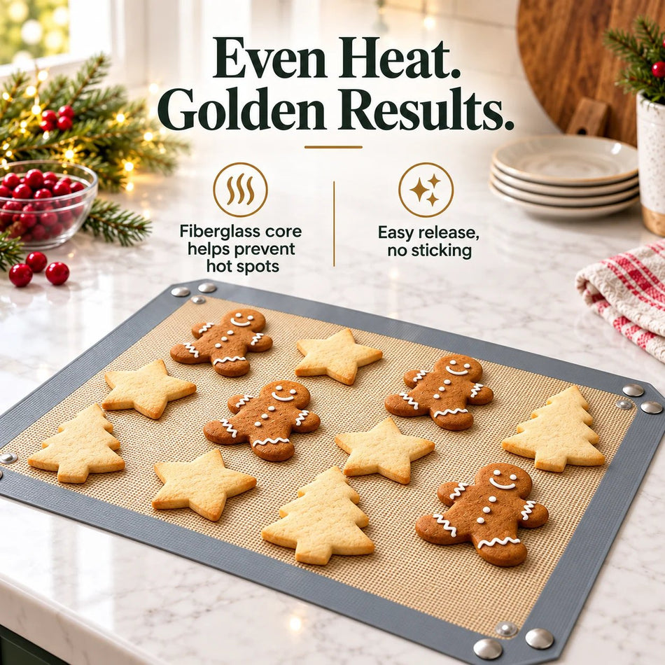 Flat silicone mat for cookies and dough