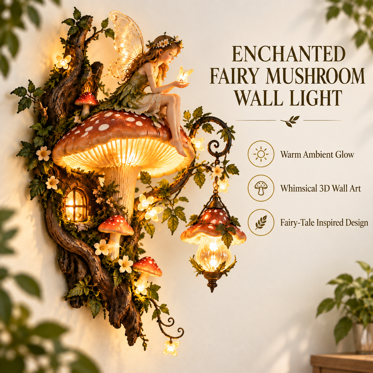 Enchanted Fairy Mushroom Wall Light overview