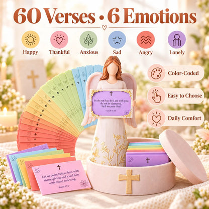 🙏✨Hand-Crafted Resin Angel Figurine with Color-Coded Bible Verse Cards & Storage Box 🕊️🎁(📦Buy 2 Free Shipping)