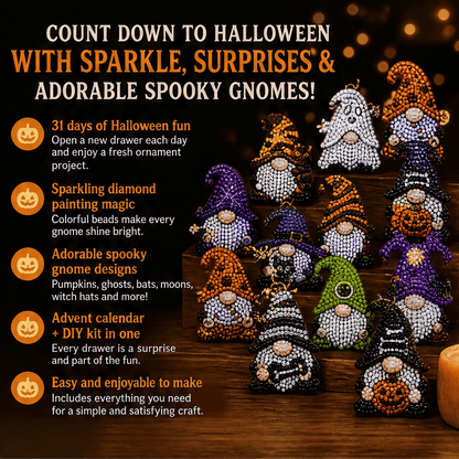🔥HOT SALE 49% OFF - 🎃✨ 31 Days of Gnome Surprises Halloween Diamond Painting Advent Calendar