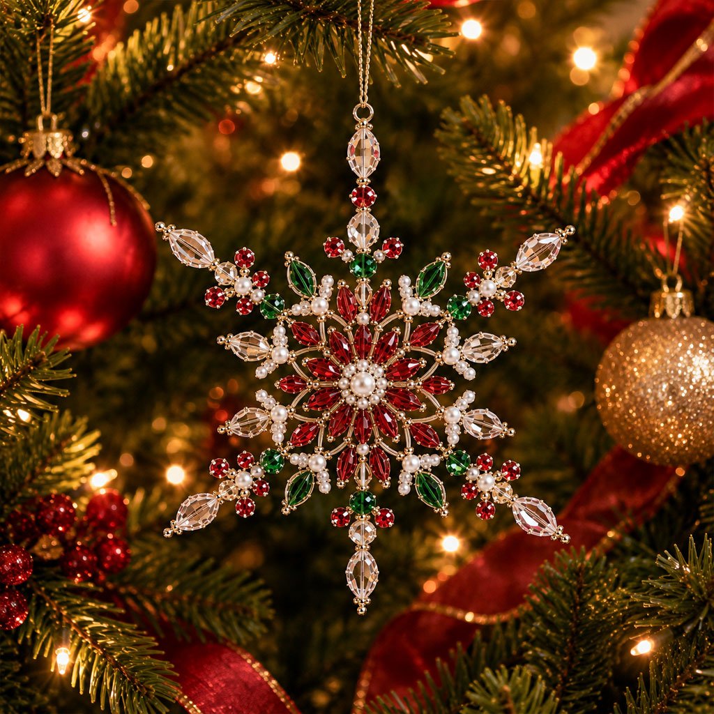 🎁Buy 3Get 1 Free❄️ DIY Crystal Beaded Snowflake Ornament Kit – Christmas Craft Decoration