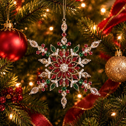 🎁Buy 3Get 1 Free❄️ DIY Crystal Beaded Snowflake Ornament Kit – Christmas Craft Decoration