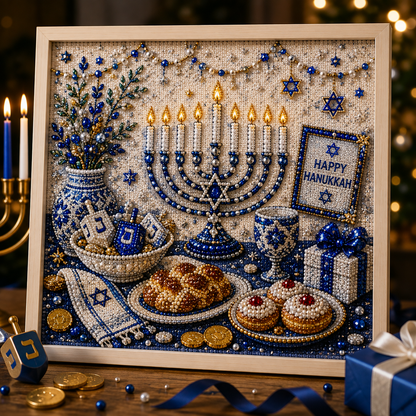 🎁Eight Nights of Light 🕎✨ – DIY Hanukkah Pearl Art Kit