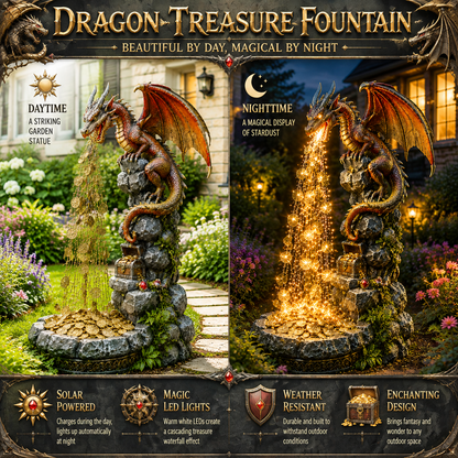 🐉✨ Dragon Treasure Fountain Solar Garden Light 💰🌙
