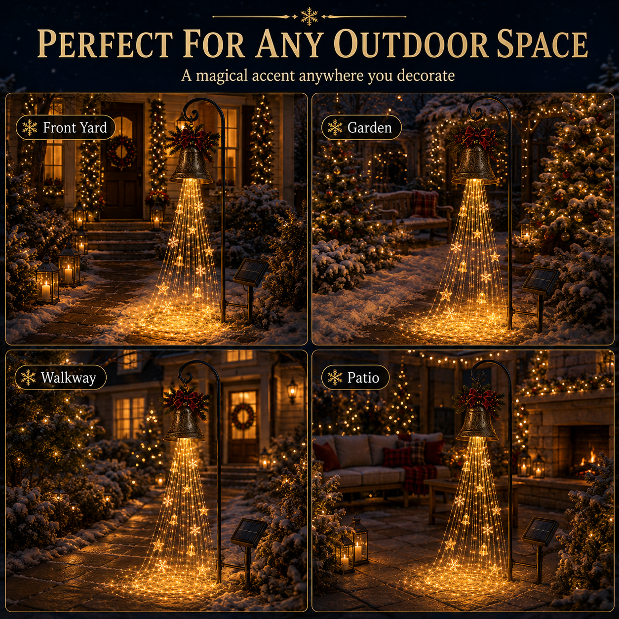 🎁Christmas Bell Cascade Solar Yard Light✨
