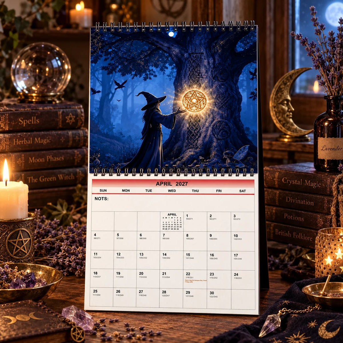 Witches’ Calendar 2027 Wall Calendar – 12-Month Mystical Witch Calendar, Enchanted Forest Hanging Wall Planner for Wicca, Witchcraft & Magic Lovers