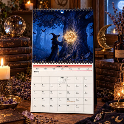 Witches’ Calendar 2027 Wall Calendar – 12-Month Mystical Witch Calendar, Enchanted Forest Hanging Wall Planner for Wicca, Witchcraft & Magic Lovers