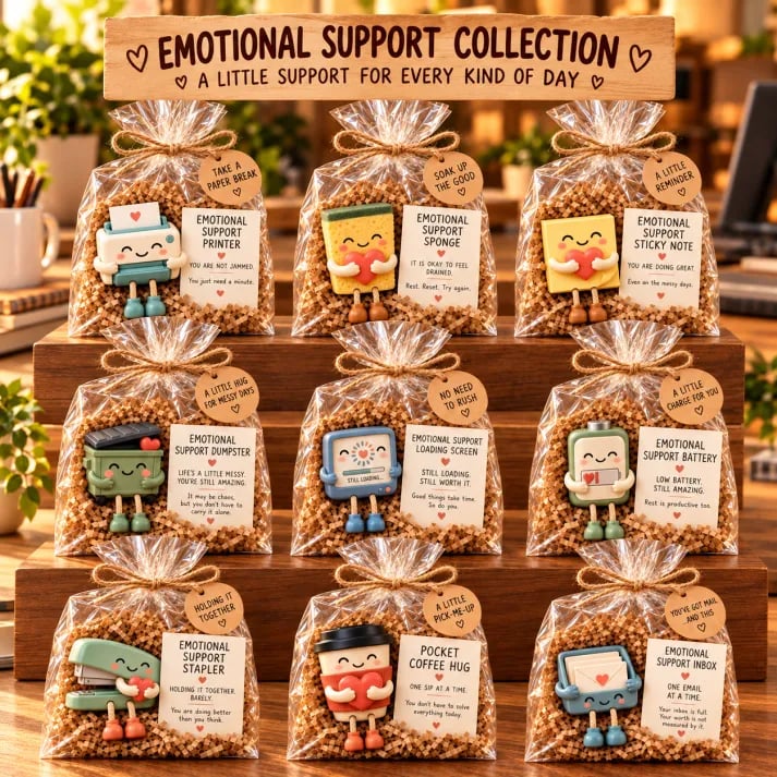 🔥 Emotional Support Desk Companions 🎁 Funny Coworker Gift with Encouraging Message Card