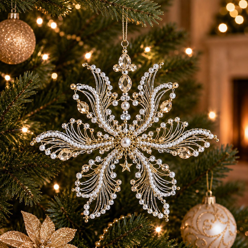 🎁Buy 3Get 1 Free❄️ DIY Crystal Beaded Snowflake Ornament Kit – Christmas Craft Decoration