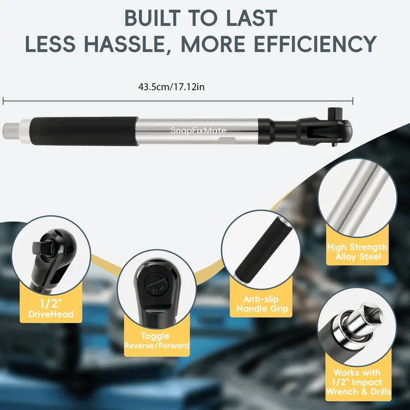 1/2in Wrench Extend Rod, Ni Cr Alloy Steel Multifunctional Universal Wrench Extender, Compact Size and Lightweight Design, for Fastening Tasks,SnapFixMate
