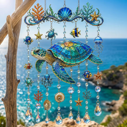 🔥LAST DAY 50% OFF 🐋🐢🐬Ocean-Themed Acrylic Wind Chime – 🌊Bring the Ocean Glow to Your Garden (2D)