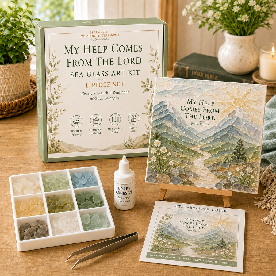 My Help Comes From The Lord sea glass-style art kit