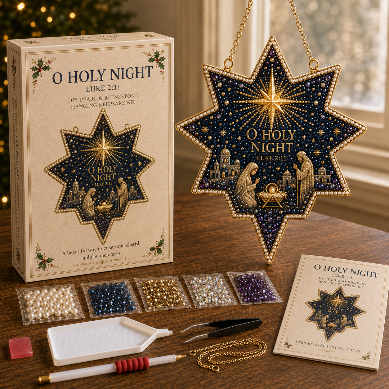 🎄 Christmas Memories Pearl & Rhinestone Hanging Keepsake DIY Kit