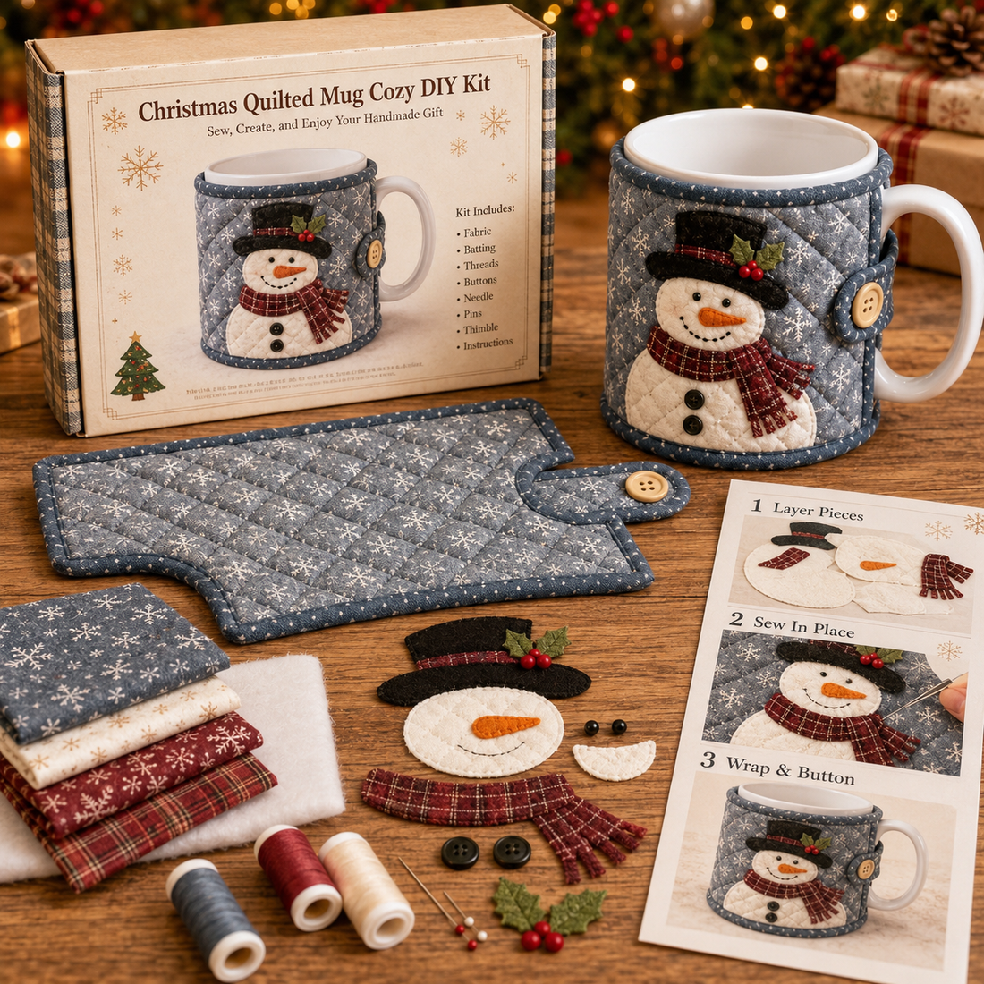 Winter Snowman Mug Cozy Sewing Kit