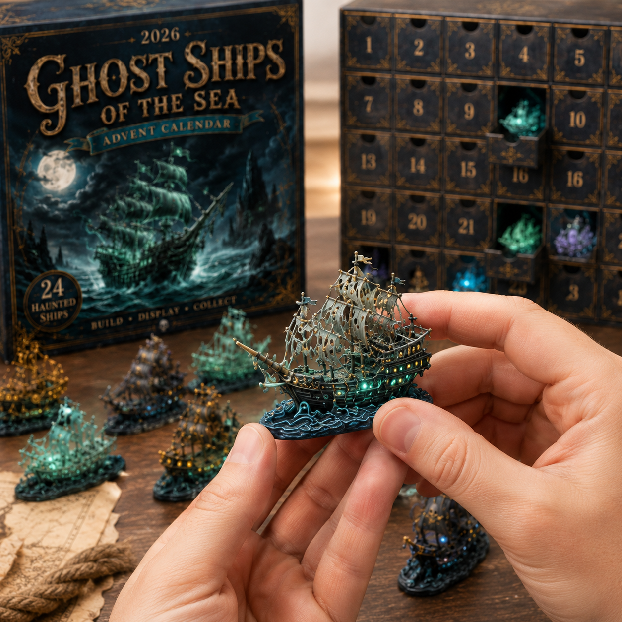 Detailed miniature ghost ship collectible